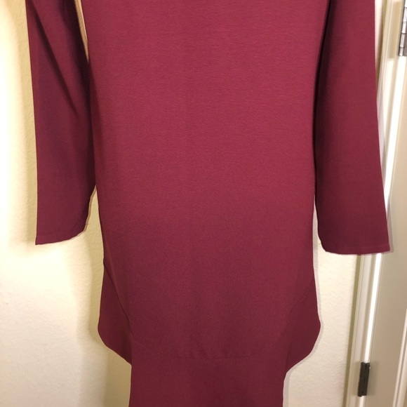 Mudpie Dress Long Sleeve Ruffle Bottom Cranberry Colored Dress Size Small - Picture 7 of 8